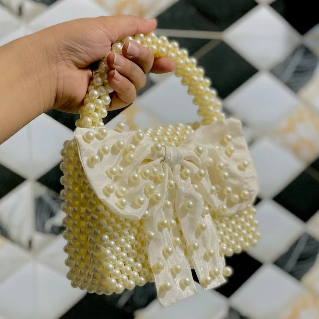 Pearl bow bag   handmade